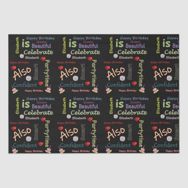 Feliz Aniversário Papel Tecidual Elizabeth (Frente )