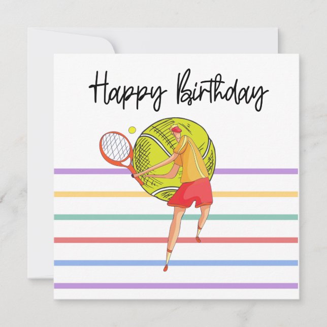 Feliz aniversário para jogadores tênis (Frente)