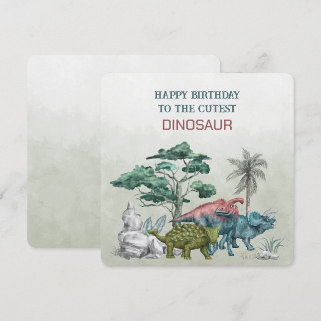 Feliz Aniversário Para O Mais Fácil DINOSSAUR (Frente/Verso)