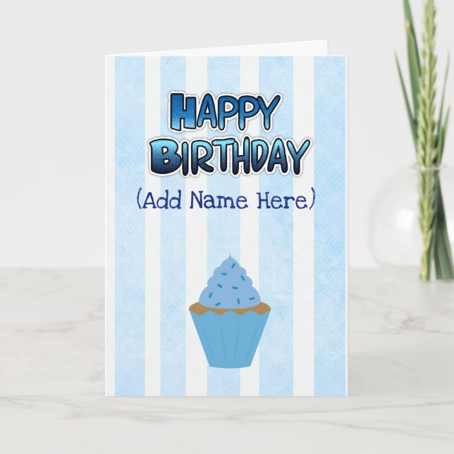 Feliz aniversário para você Cartão Cupcake Azul (Frente)