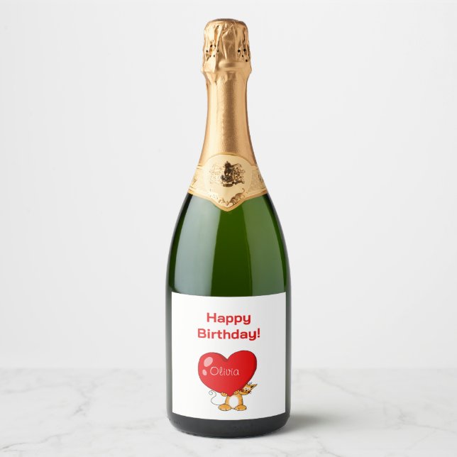 Feliz Aniversário Personalizado Coração Gato (Frente)