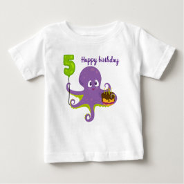 Feliz aniversário polvo camiseta de 5 anos 