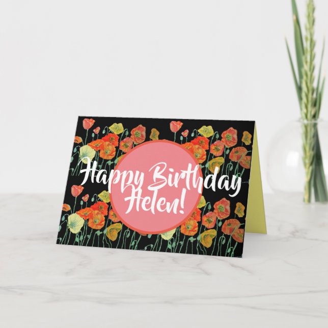 Feliz aniversário Poppy floral damas Nome Cartão (Frente)