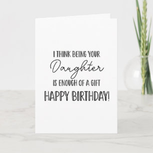 Feliz aniversário por ser sua filha.... cartão eng