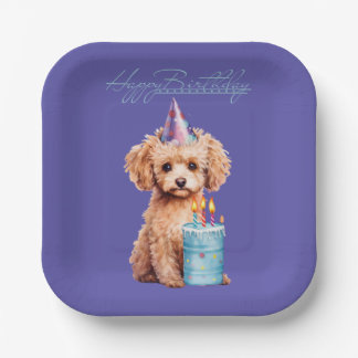 Feliz Aniversário Pratos de Papel de Poodle - Fest