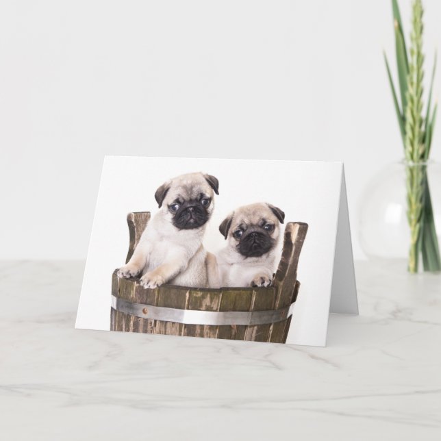Feliz Aniversário Pug Puppy Dog - Cartão de Saudaç (Frente)