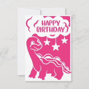 Feliz Aniversário rosa Cartão de Saudação Dinossau