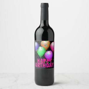 Feliz aniversário! Rótulos de Garrafas Brilhante