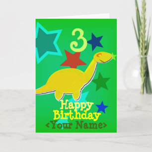 Feliz Aniversário Seu Nome Cartão Dinossauro