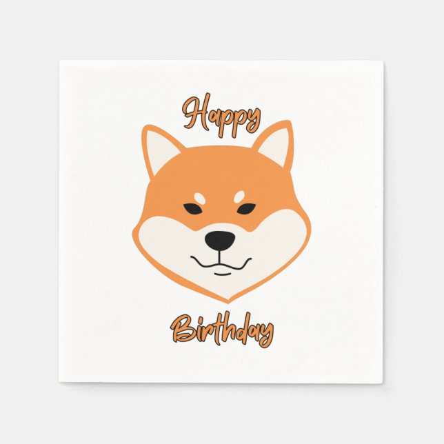 Feliz Aniversário Shiba Inu Guardanapos Originais  (Frente)