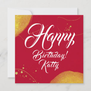 Feliz aniversário simples cartão de ouro moderno m