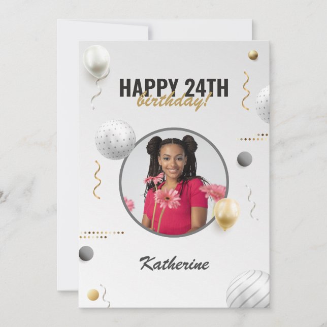 Feliz Aniversário Simples Presente de Foto Persona (Frente)