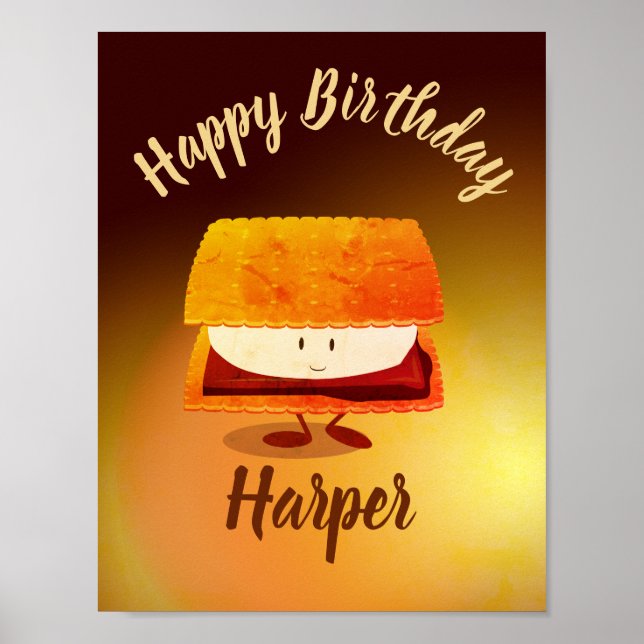 Feliz Aniversário, S'more Name Poster (Frente)