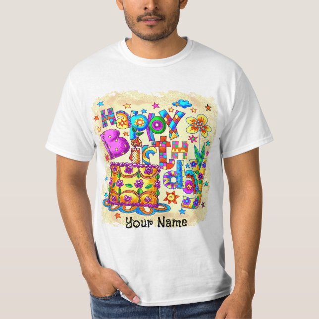 Feliz aniversário t-shirts de aniversário do Bolo (Frente)