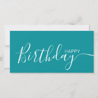 Feliz Aniversário, Teal White, Placa Plana Moderna
