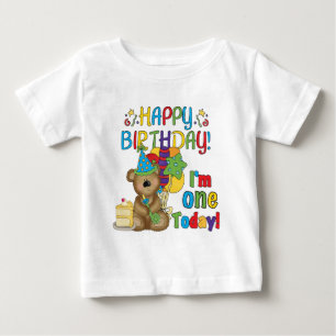 Feliz aniversário Teddy Bear 1rua T-shirts e prese