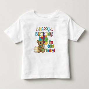 Feliz aniversário Teddy Bear 1rua T-shirts e prese