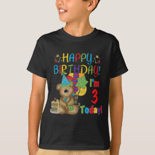 Feliz aniversário Teddy Bear 3º Camisetas e presen