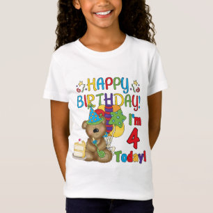 Feliz aniversário Teddy Bear 4th T-shirts e presen
