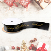 Feliz Aniversário Texto Personalizado Preto Chic