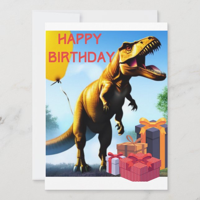 Feliz Aniversário Tyrannosaurus Dinossauros Cartão (Frente)