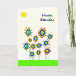 Feliz aniversário, um cartão de flores feliz