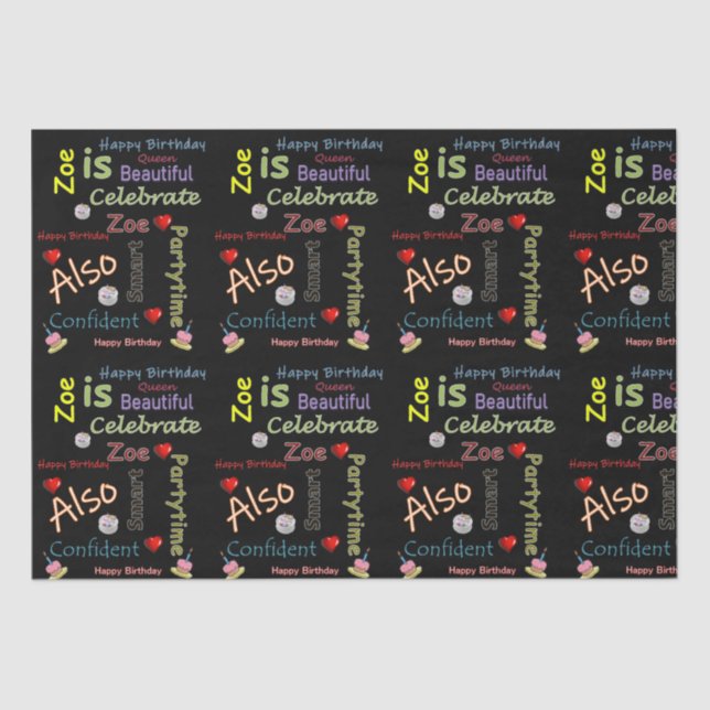 Feliz Aniversário - Zoe de Papel Tecido (Frente )