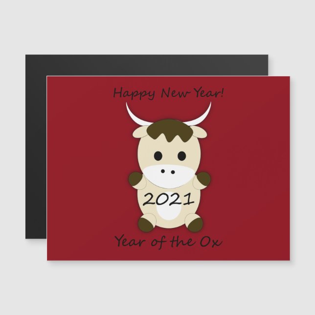 Feliz ano novo 2021 Ano do Ox (Frente/Verso)