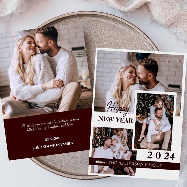 Feliz ano novo 2024 | Cartão de Férias de 4 Fotogr (Criador carregado)