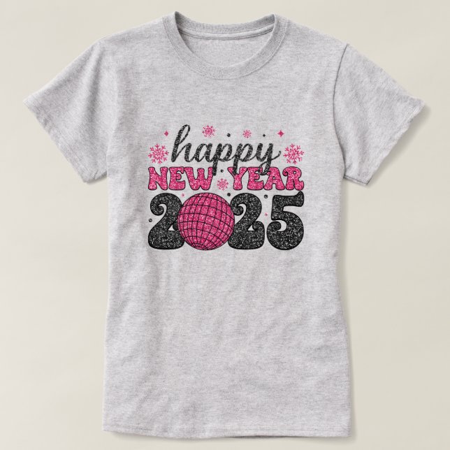 Feliz ano novo 2025 | Camisa T do Partido Disco da (Frente do Design)