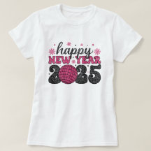 Feliz Ano Novo 2025 | Camiseta de Festa Glitter Di