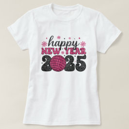 Feliz Ano Novo 2025 | Camiseta de Festa Glitter Di