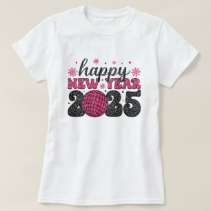 Feliz Ano Novo 2025 Camiseta de Festa Glitter Di