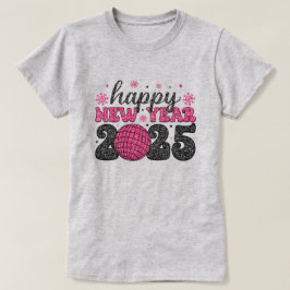 Feliz Ano Novo 2025 | Camiseta de Festa Glitter Di