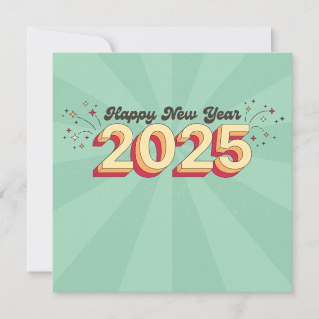 Feliz ano novo 2025 tipografia retrô 3d design (Frente)