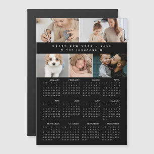 Feliz Ano Novo 2026 Calendário Foto Colagem preto