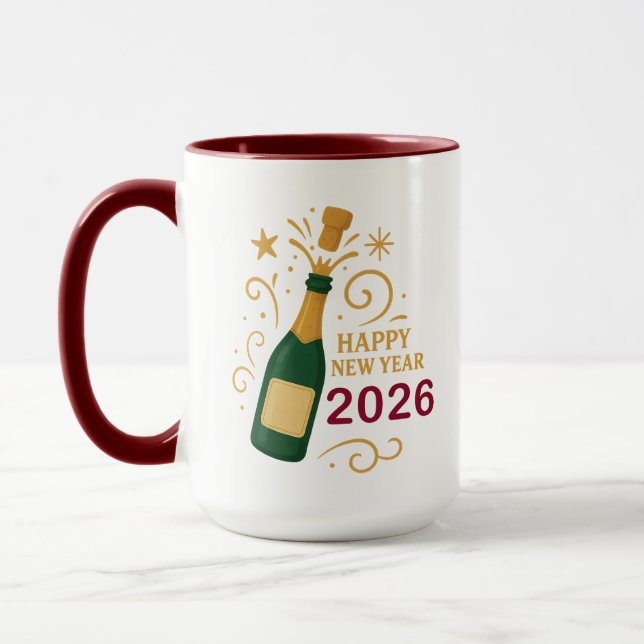 Feliz Ano Novo 2026 Champanhe | Caneca Combo (Esquerda)