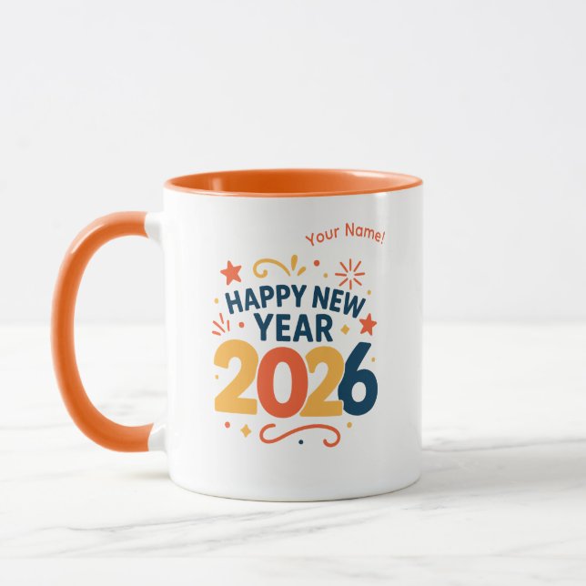 Feliz Ano Novo 2026 Combo Caneca de Celebração Fes (Esquerda)