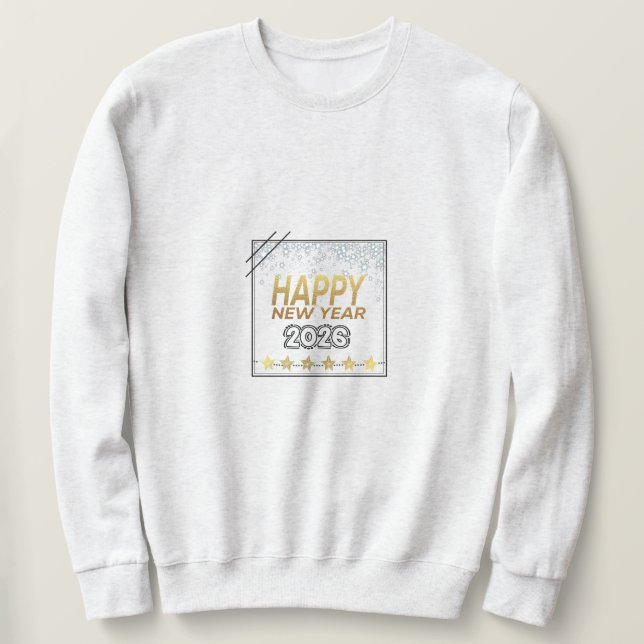 Feliz Ano Novo 2026 moletom – Dourado Espelhado (Frente do Design)