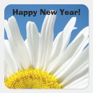 Feliz Ano Novo! adesivos Blue Sky White Daisy