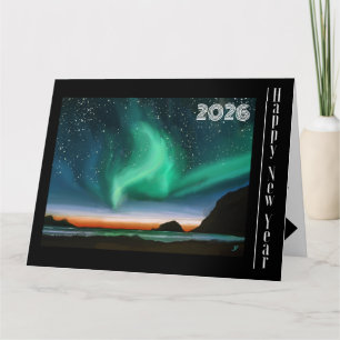 Feliz Ano Novo - Cartão Aurora Borealis