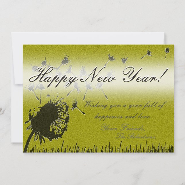 Feliz ano novo - Cartão de Desejo Dourado (Frente)