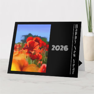 Feliz Ano Novo - cartão de pintura da casa das pap