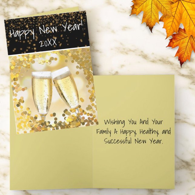 Feliz ANO NOVO Cartão Personalizado (custom text greeting card cover and inside greeting)