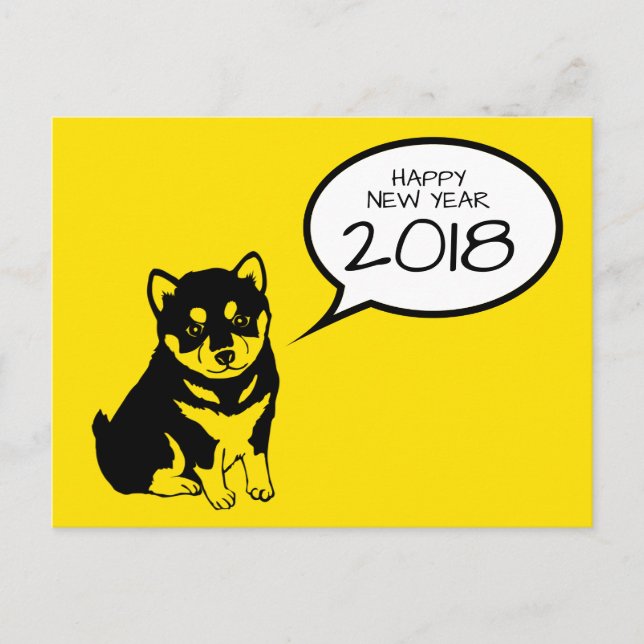 Feliz Ano Novo cartão postal cachorrinho (Frente)