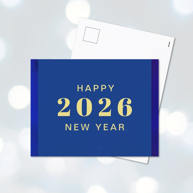 Feliz Ano Novo Cartão postal de férias com texto p (Happy New Year Custom Text Holiday Postcard (front and back))