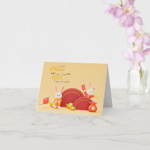 Feliz ano novo chinês 2023 coelho cartão dobrado
