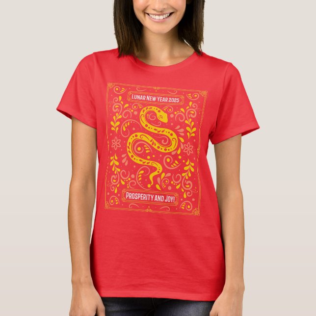 Feliz Ano Novo Chinês 2025 T-Shirt (Frente)
