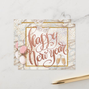 FELIZ ANO NOVO de Balões de Champanhe de Script BU