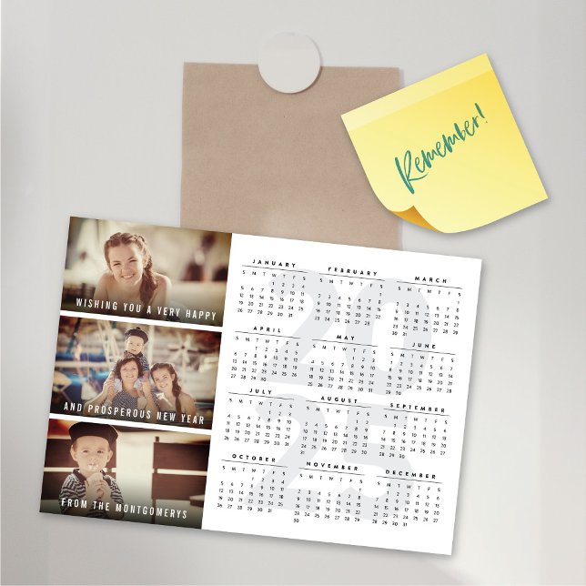 feliz ano novo de calendário 2025 Cartão com fotos (2025 Calendar Happy New Year Magnetic Photo Card @ fat_fa_tin)